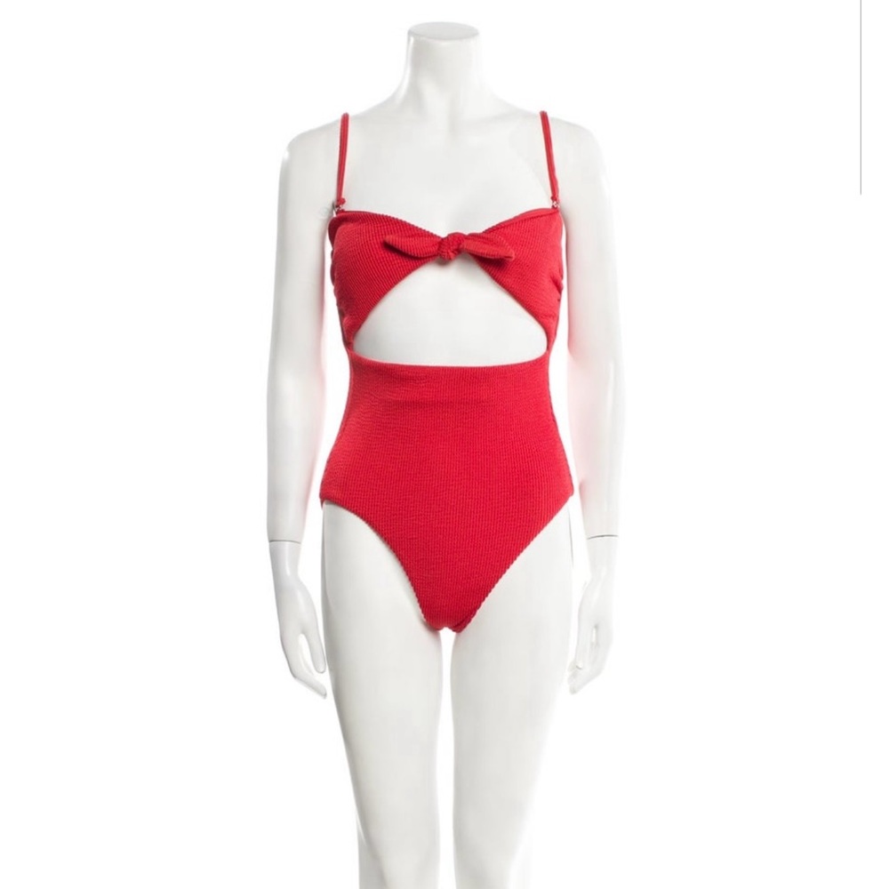 Veronica Beard Bethany Red Cutout Bandeau One-Piece Swimsuit, NWT, Medium